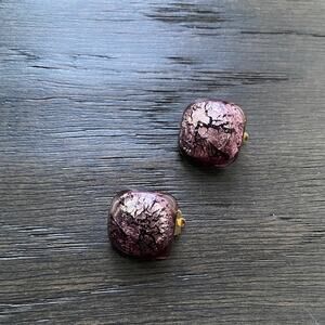 Dichronic Glass Studs Purple Clip On Earrings